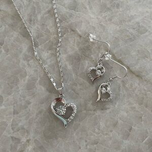 18k Heart Necklace and Earring Set